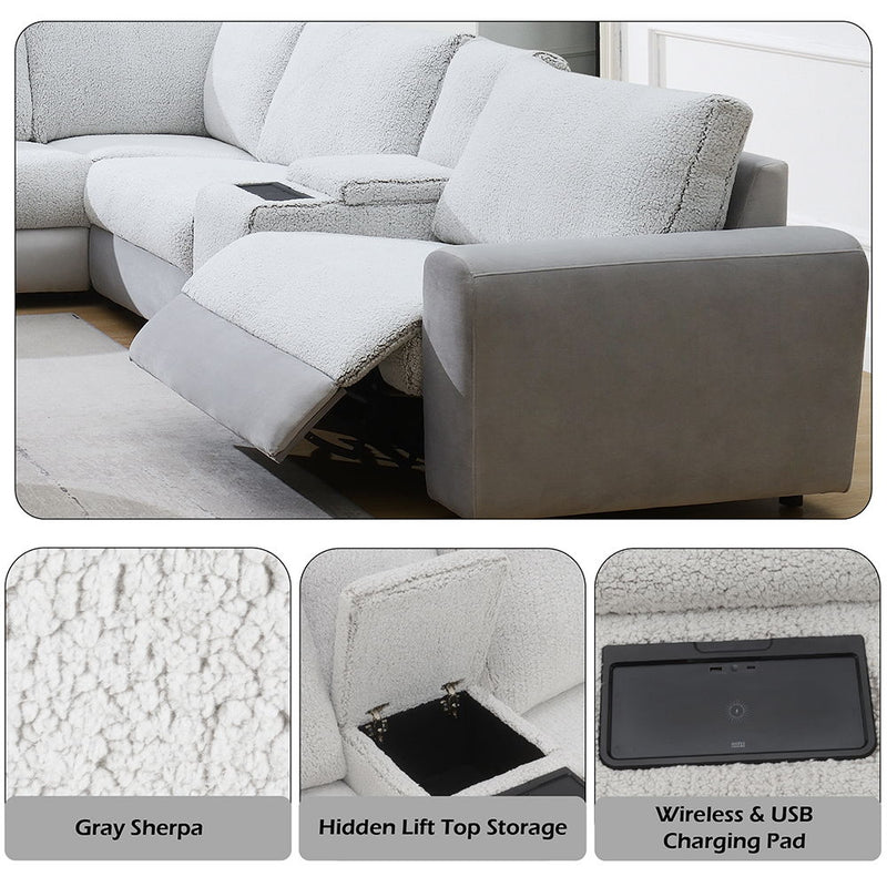 Tarrance - Modular Console With Wireless Charging & USB - Gray - R&R Furniture Gallery (Fountain Valley, CA)