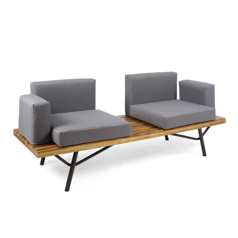 Outdoor Sofa With Cushions And Iron Legs - Dark Gray - R&R Furniture Gallery (Fountain Valley, CA)