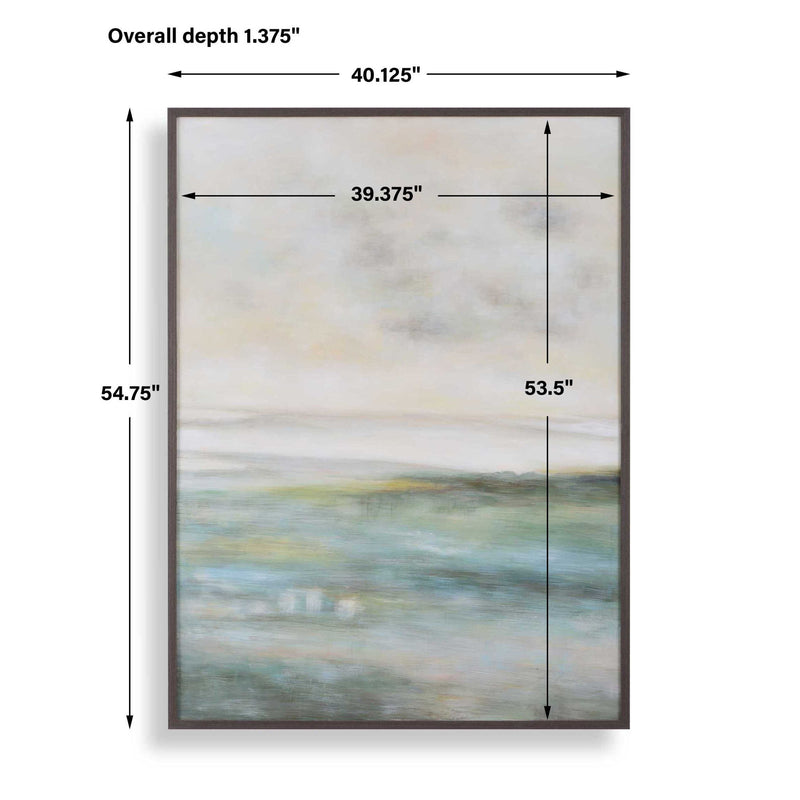Awakening - Hand Painted Landscape Art - Blue / Brown / Green / White / Yellow