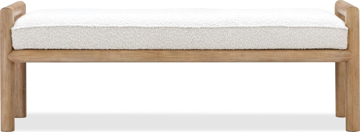 Dorsey Boucle Upholstered Wooden Bench in Granola and Ricotta
