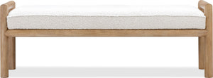 Dorsey Boucle Upholstered Wooden Bench in Granola and Ricotta