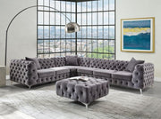 Wugtyx - Ottoman - Dark Grayvelvet - R&R Furniture Gallery (Fountain Valley, CA)