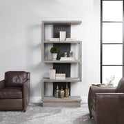 Modern Pearl Silver Nicasia etagere by Uttermost, featuring sleek shelves and contemporary design in a stylish silver finish.