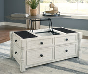 Havalance - Lift Top Cocktail Table with Storage Drawers - White / Gray - R&R Furniture Gallery (Fountain Valley, CA)