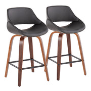 Lumi Source Fabrico mid-century modern counter stool set of 2 with wooden seats and metal legs, stylish and contemporary design.