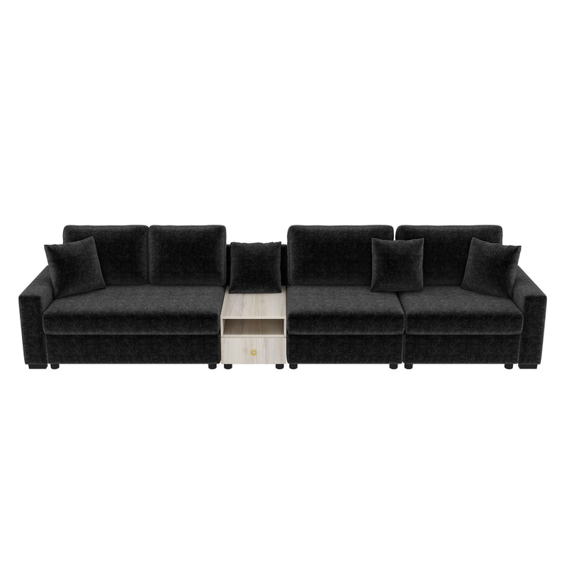 Modular Sofa Couch With Storage Armrest And Center Console - R&R Furniture Gallery (Fountain Valley, CA)