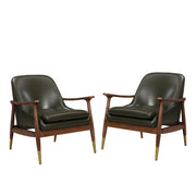 Mid - Century Accent Chair With Cushioned Seat, Brass Tipped Legs - R&R Furniture Gallery (Fountain Valley, CA)