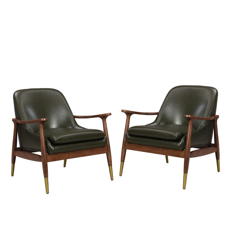 Mid - Century Accent Chair With Cushioned Seat, Brass Tipped Legs - R&R Furniture Gallery (Fountain Valley, CA)