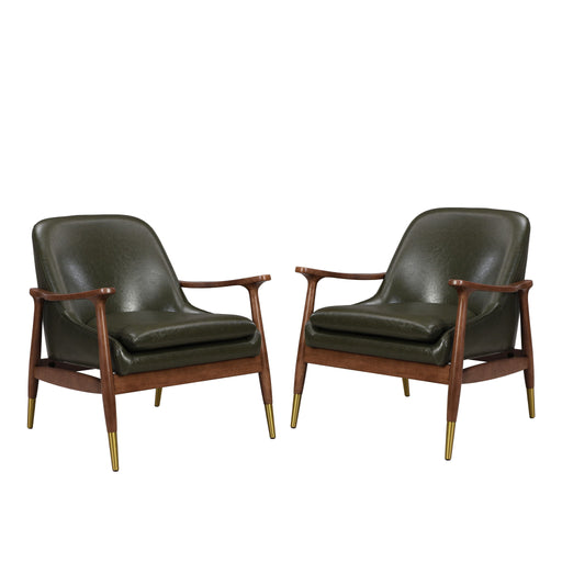 Mid - Century Accent Chair With Cushioned Seat, Brass Tipped Legs - R&R Furniture Gallery (Fountain Valley, CA)