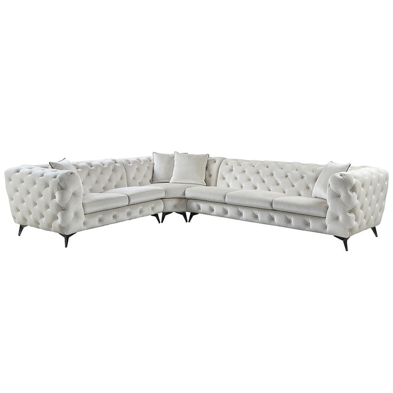 Atronia - Sectional Sofa With 4 Pillows - Beige Fabric - R&R Furniture Gallery (Fountain Valley, CA)