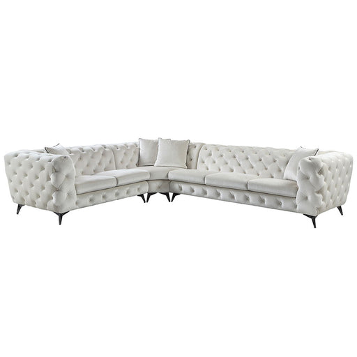 Atronia - Sectional Sofa With 4 Pillows - Beige Fabric - R&R Furniture Gallery (Fountain Valley, CA)