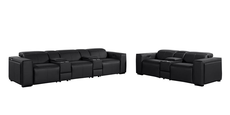 1224 - 8-Piece Modular Power Reclining Sofa & Loveseat Set In With 5 Power Recliners & Power Headrests