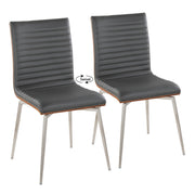Lumi Source Mason contemporary dining chair set with two swivel chairs featuring modern design and sleek wooden legs.