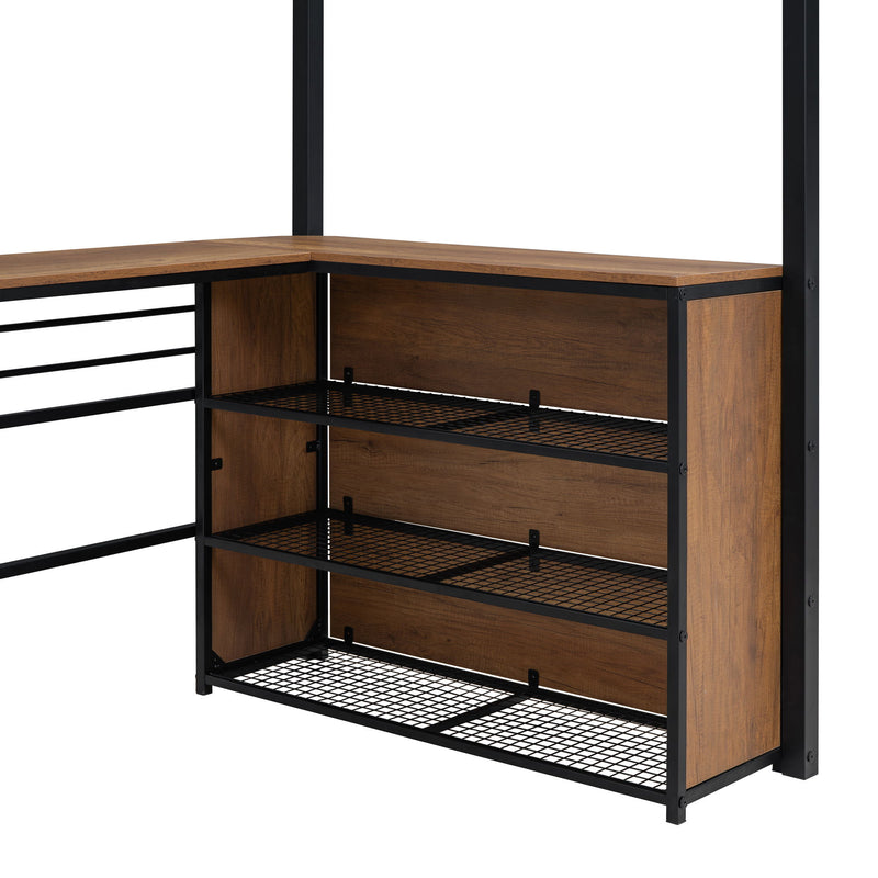 Loft Bed & 3 Layers Of Shelves And L-Shaped Desk - R&R Furniture Gallery (Fountain Valley, CA)