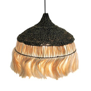 Sula - Upcycled Abaca Pendant Lamp - Natural / Black - R&R Furniture Gallery (Fountain Valley, CA)