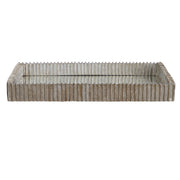 Silver mirrored tray by Uttermost Talmage collection with a sleek, reflective surface and elegant mirrored edges.
