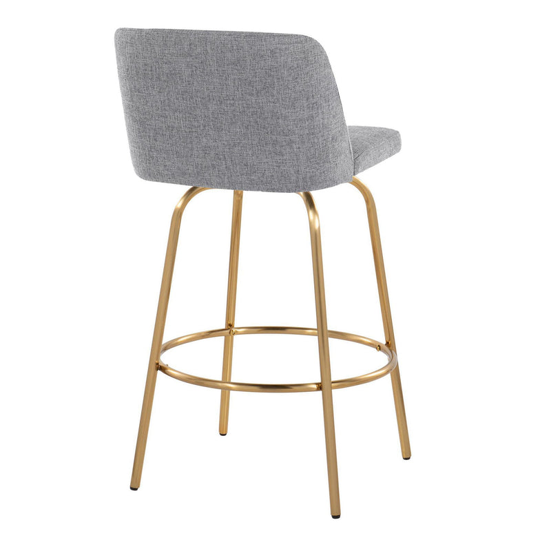 Toriano - Contemporary, Fixed Height Counter Stool With Swivel With Round Footrest (Set of 2) - R&R Furniture Gallery (Fountain Valley, CA)