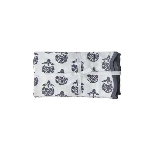 Set of four TOV Furniture Crissy cotton canvas printed napkins featuring black vintage floral design.