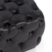 Midnight Raven square upholstered ottoman from Classic Home, Briar collection with plush fabric and modern design.