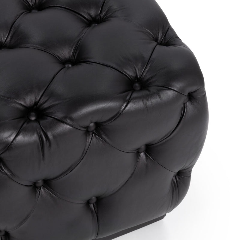 Midnight Raven square upholstered ottoman from Classic Home, Briar collection with plush fabric and modern design.