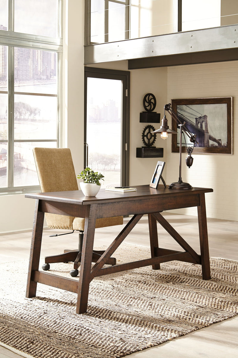 Baldridge - Home Office Large Leg Desk - Rustic Brown - R&R Furniture Gallery (Fountain Valley, CA)