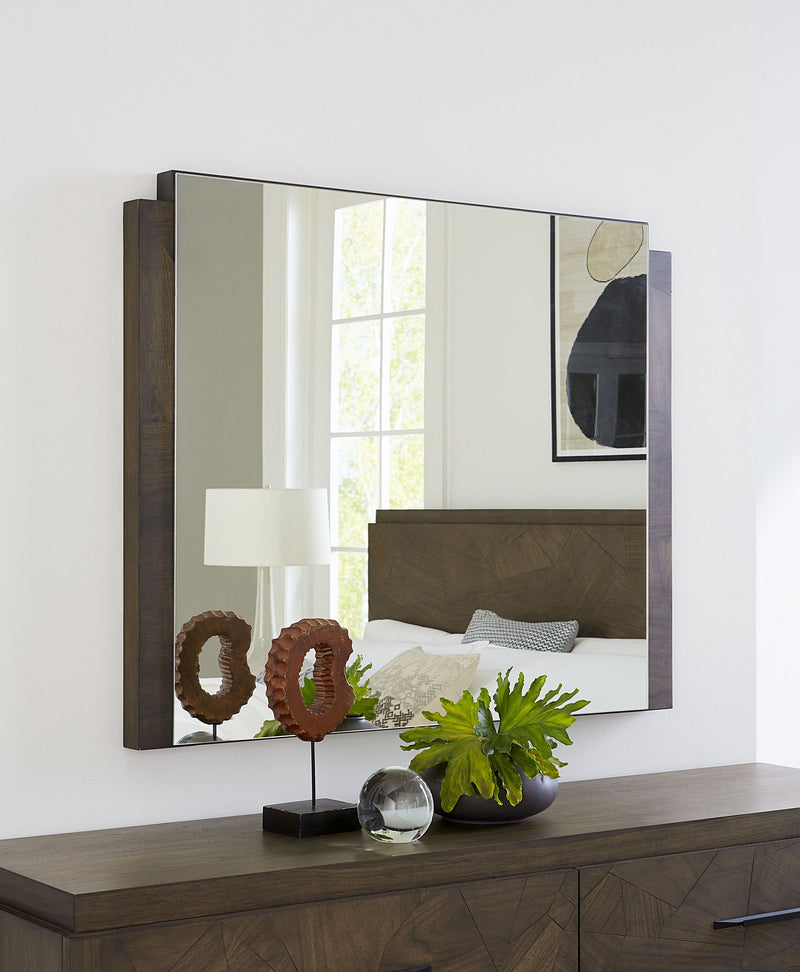 Modus Broderick Dresser Mirror in Wild Oats Brown, standalone furniture piece with a sleek, modern design and wooden frame.