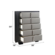 Nicola - Chest - Silver Synthetic Leather & Black - R&R Furniture Gallery (Fountain Valley, CA)