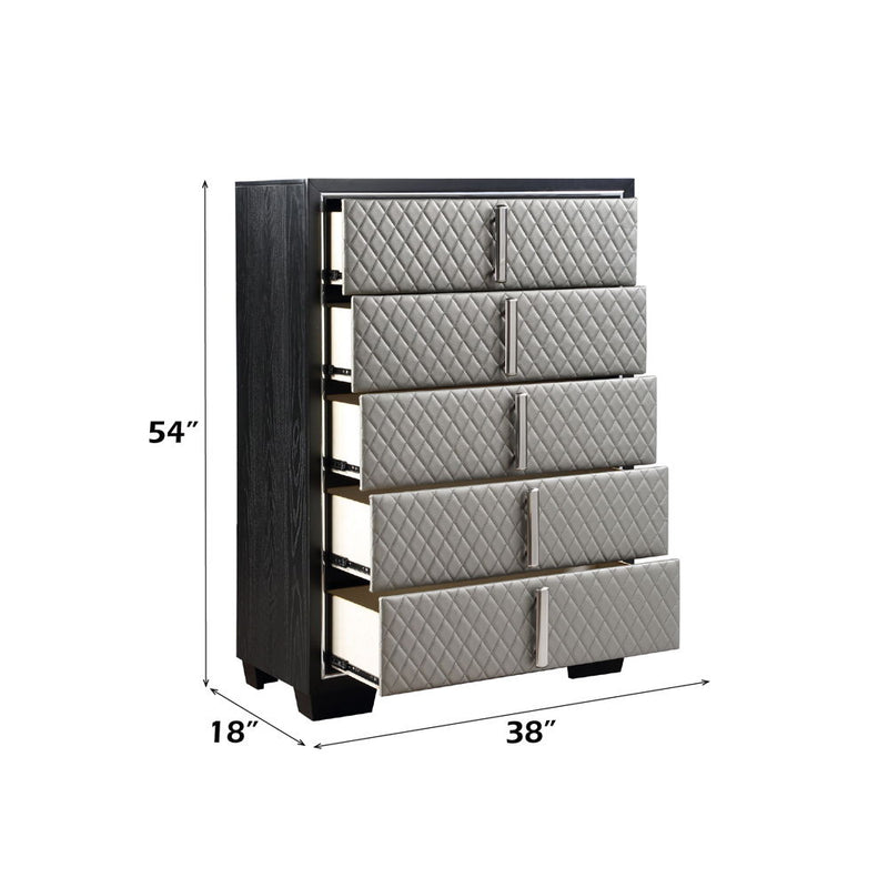 Nicola - Chest - Silver Synthetic Leather & Black - R&R Furniture Gallery (Fountain Valley, CA)