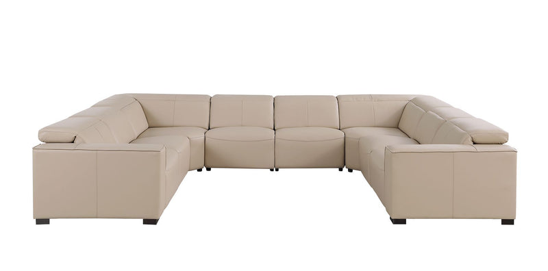 1208 - 8 Piece U Shaped Leather Sectional With 4 Power Recliners And Power Headrests - Beige