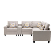 Nolan - Fabric 6 Piece Sectional Sofa With Pillows And Interchangeable Legs - R&R Furniture Gallery (Fountain Valley, CA)