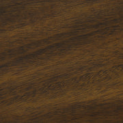 Walnut 8th Street accent end table with two tiers, narrow design, storage drawer, in transitional style.