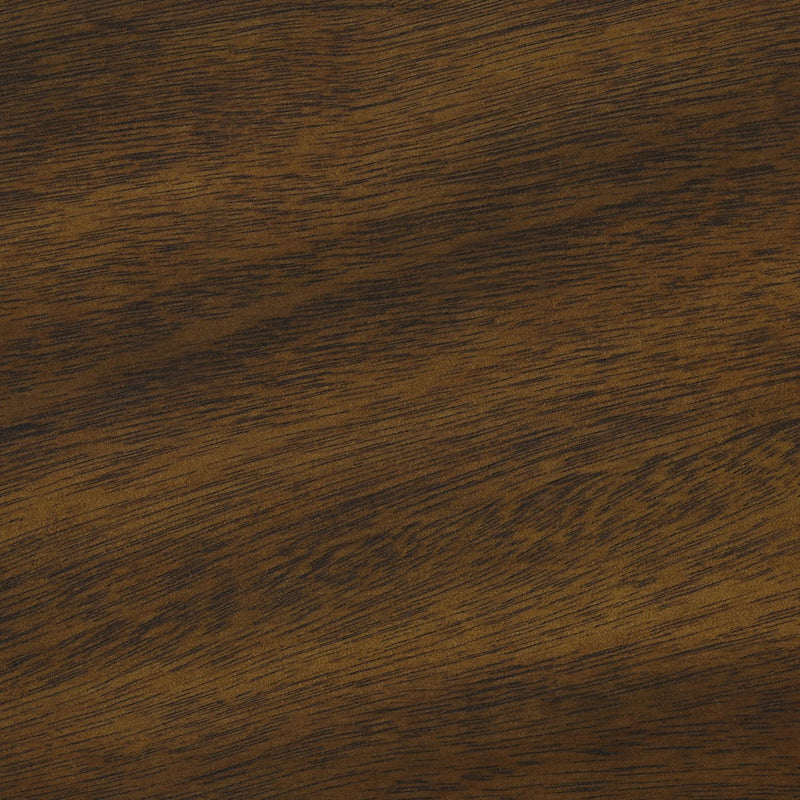 Walnut 8th Street accent end table with two tiers, narrow design, storage drawer, in transitional style.