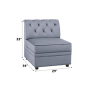 Bois II - Modular Armless Chair - Gray Velvet - R&R Furniture Gallery (Fountain Valley, CA)