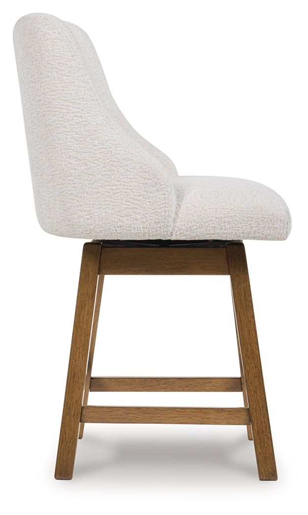 Cabalynn - Upholstered Swivel Barstool (Set of 2) - Oatmeal / Light Brown - R&R Furniture Gallery (Fountain Valley, CA)