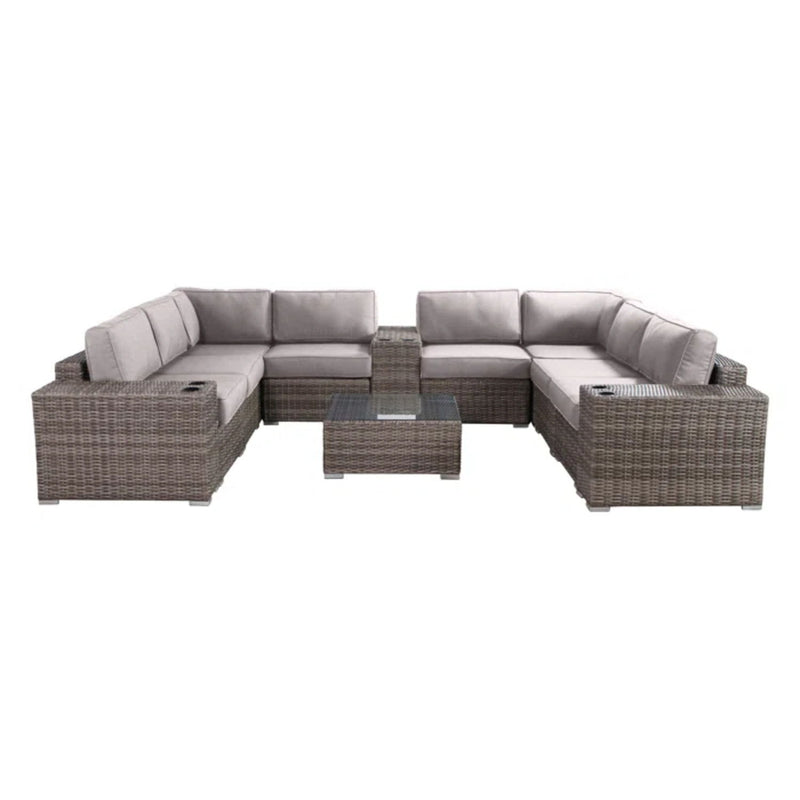 Modern Patio Rattan Sectional Set With Cushions - R&R Furniture Gallery (Fountain Valley, CA)