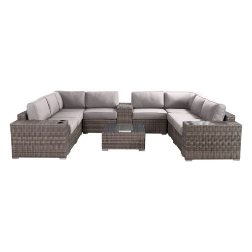 Modern Patio Rattan Sectional Set With Cushions - R&R Furniture Gallery (Fountain Valley, CA)