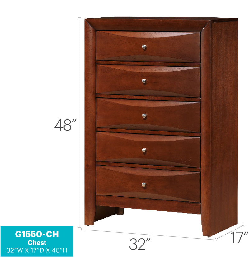 Glory Furniture Marilla accent chest with a sleek design, featuring a smooth surface and storage drawers for stylish organization.