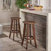 Primrose - Outdoor Acacia Wood Barstools With Foot Rest, (Set of 2) - Dark Brown - R&R Furniture Gallery (Fountain Valley, CA)
