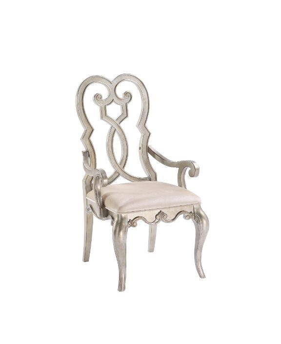 Esteban - Arm Chair (Set of 2) - Ivory Velvet & Antique Champagne - R&R Furniture Gallery (Fountain Valley, CA)