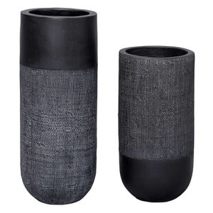 Woven - Shadow Vases (Set of 2) - Black
