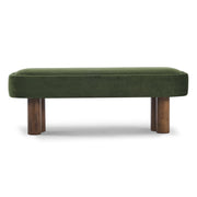 Indoor upholstered dining bench by Noble House with padded seat and wooden legs, ideal for modern dining rooms.