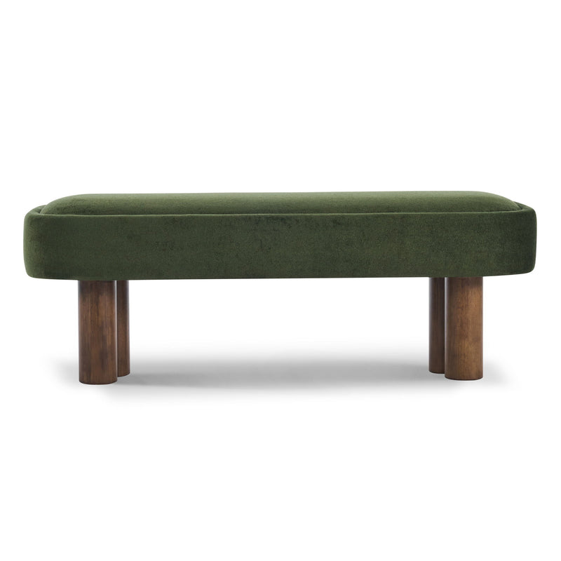 Indoor upholstered dining bench by Noble House with padded seat and wooden legs, ideal for modern dining rooms.