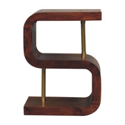 S Curve Brass Bedside Table - Dark Brown - R&R Furniture Gallery (Fountain Valley, CA)