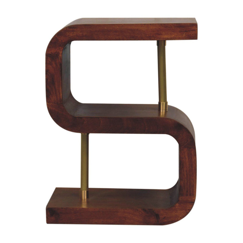 S Curve Brass Bedside Table - Dark Brown - R&R Furniture Gallery (Fountain Valley, CA)