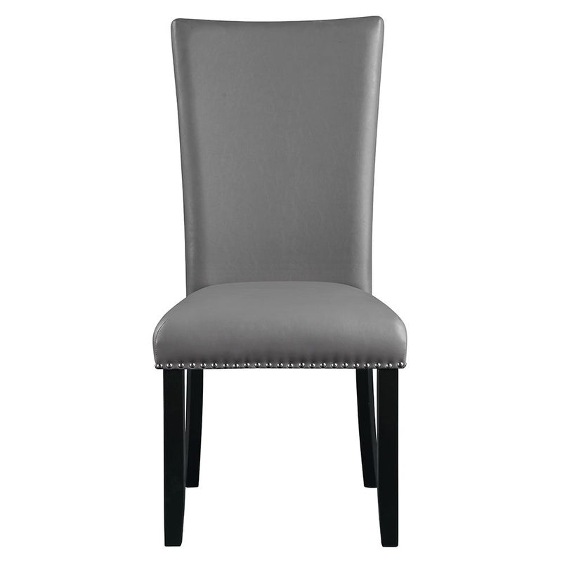 Caralin - Side Chair (Set of 2) - Gray Synthetic Leather & Black - R&R Furniture Gallery (Fountain Valley, CA)