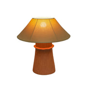 Matson terracotta table lamp by TOV Furniture featuring a natural, textured ceramic base and a neutral fabric lampshade.