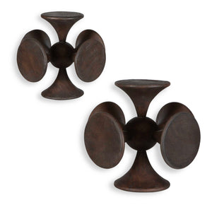 Balanced Harmony - Wooden Sculptures (Set of 2) - Dark Brown