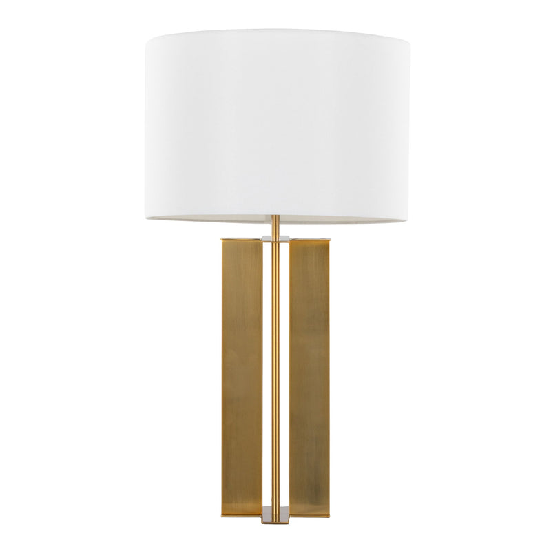 Lumi Source Cosmo contemporary table lamp with a sleek, modern design and a cylindrical shade on a sturdy base.