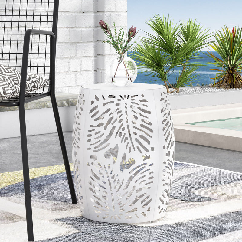 Modern design metal end table by Noble House, large size, featuring a sleek frame and spacious tabletop for living room decor.