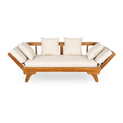 Noble House outdoor patio 3-seat sofa with foldable arms, back pillows, and stylish design for outdoor lounging.